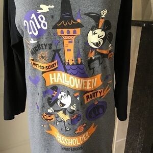 Disney Parks Mickey's Halloween Party 2018 Shirt SMALL Glow In The Dark Faces